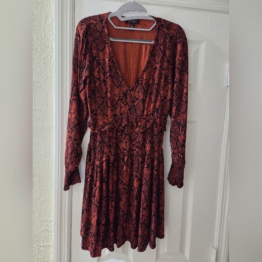 Jessica Simpson Burgundy Floral Long Sleeve Dress - Picture 2 of 7
